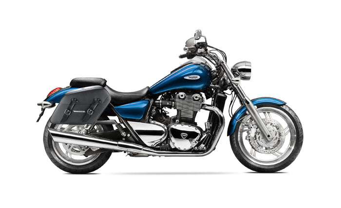 38L - Baldur XL Shock Cutout Triumph Thunderbird Leather Wrapped Hard Saddlebags Bag on Bike @expand