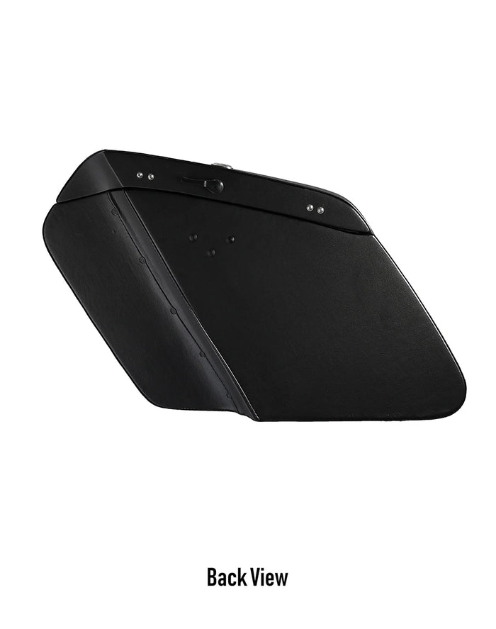38L - Baldur XL Shock Cutout Triumph Thunderbird Leather Wrapped Hard Saddlebags Back View