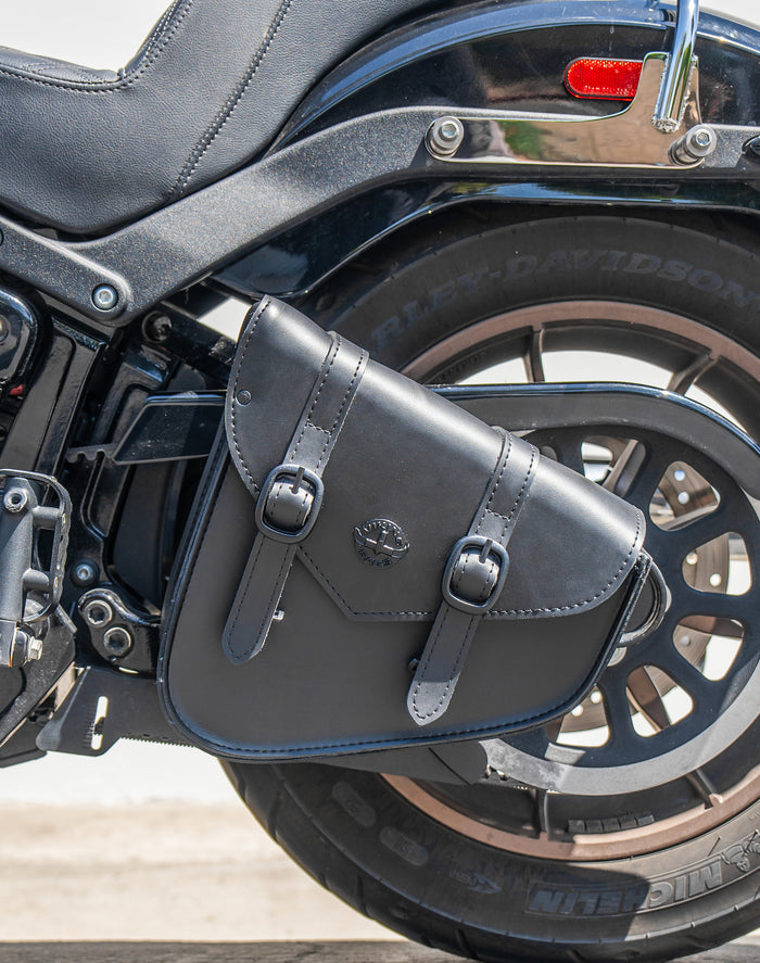 3L - Dark Age Plain Leather Motorcycle Solo Bag For Harley Softail v3