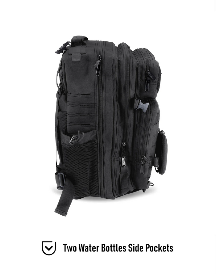 45L - Tactical XL Motorcycle Backpack Two Water Bottles Side Pockets