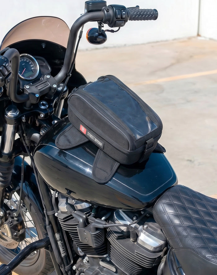4L - Atlas Magnetic Royal Enfield Motorcycle Tank Bag Vertical Lifestyle