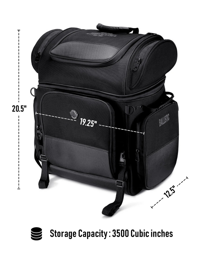57L - Voyage Premium XL Indian Motorcycle Sissy Bar Bag Storage Capacity