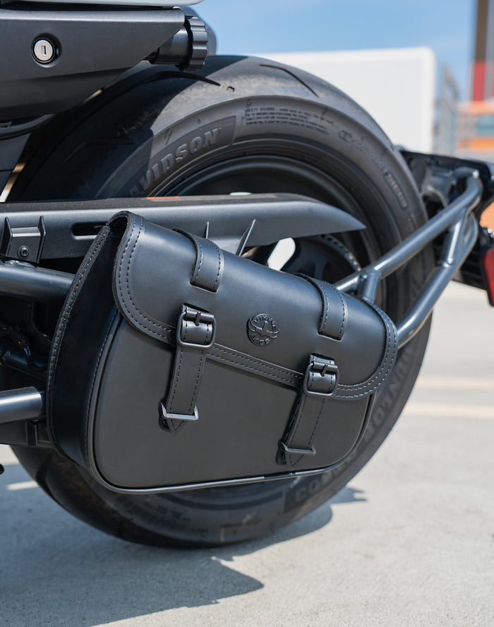 7L - Skold Leather Motorcycle Swing Arm Bag (Left Only) for Harley Sportster S (RH1250S) Lifestyle