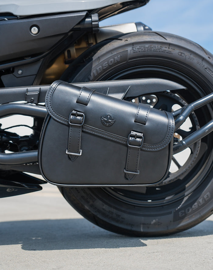 7L - Skold Leather Motorcycle Swing Arm Bag (Left Only) for Harley Sportster S (RH1250S) Lifestyle