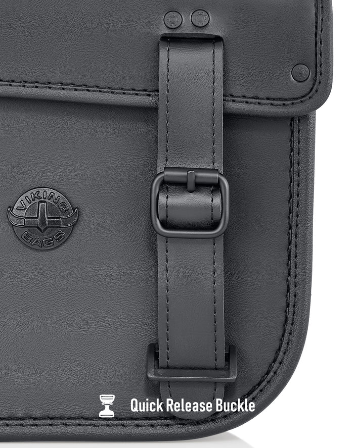 8L - Drift Leather Swingarm Bag for Harley-Davidson Softail (Left-Only) Quick Release Buckle