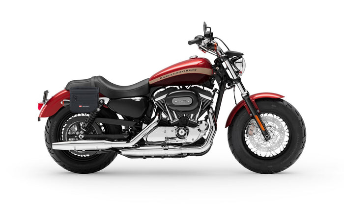 8L - Patriot XS Throw Over Saddlebags for Harley Sportster 1200 Custom XL1200C/XLH1200C Bag on Bike @expand