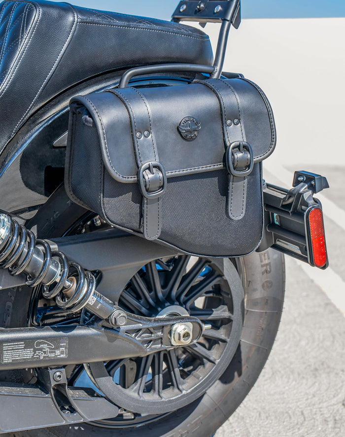 8L - Pony Indian Sport Scout Leather Motorcycle Saddlebags Lifestyle