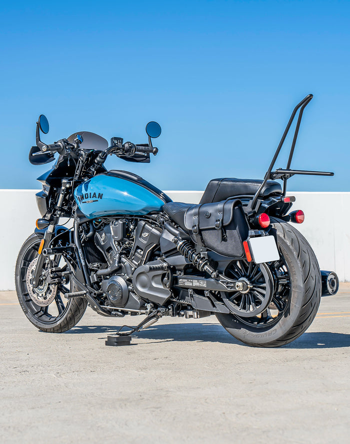 8L - Pony Indian Sport Scout Sixty Leather Motorcycle Saddlebags Lifestyle