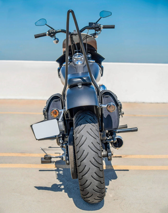 8L - Swift Small Leather Saddlebags for Harley Dyna Street Bob FXDB/I Lifestyle