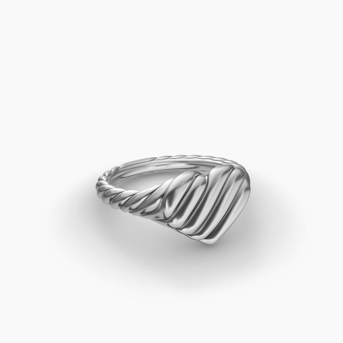 9MM SCULPTED CBL HEART PINKY RING SIL