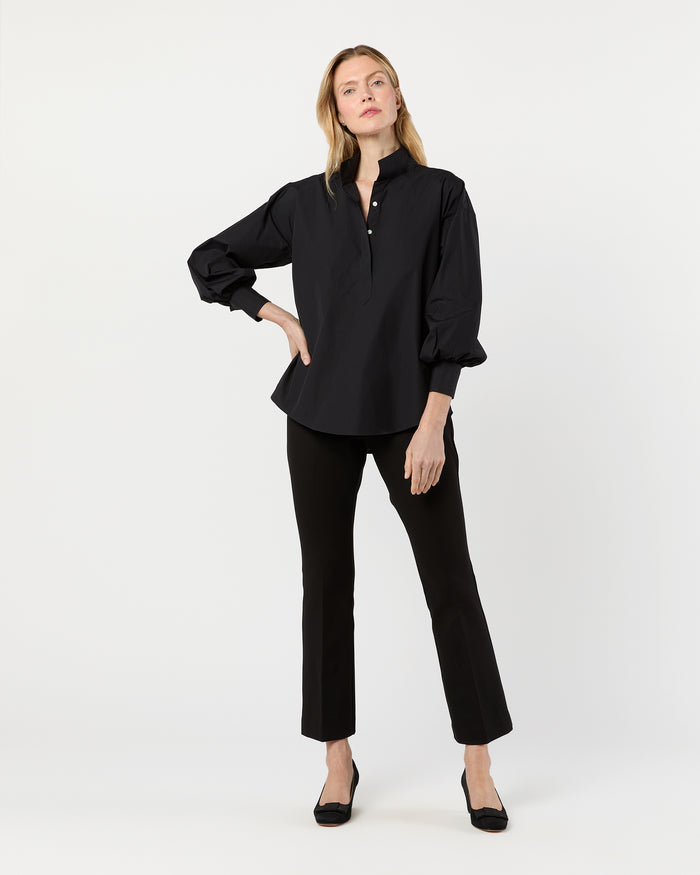 Anaya Popover Shirt in Black Poplin