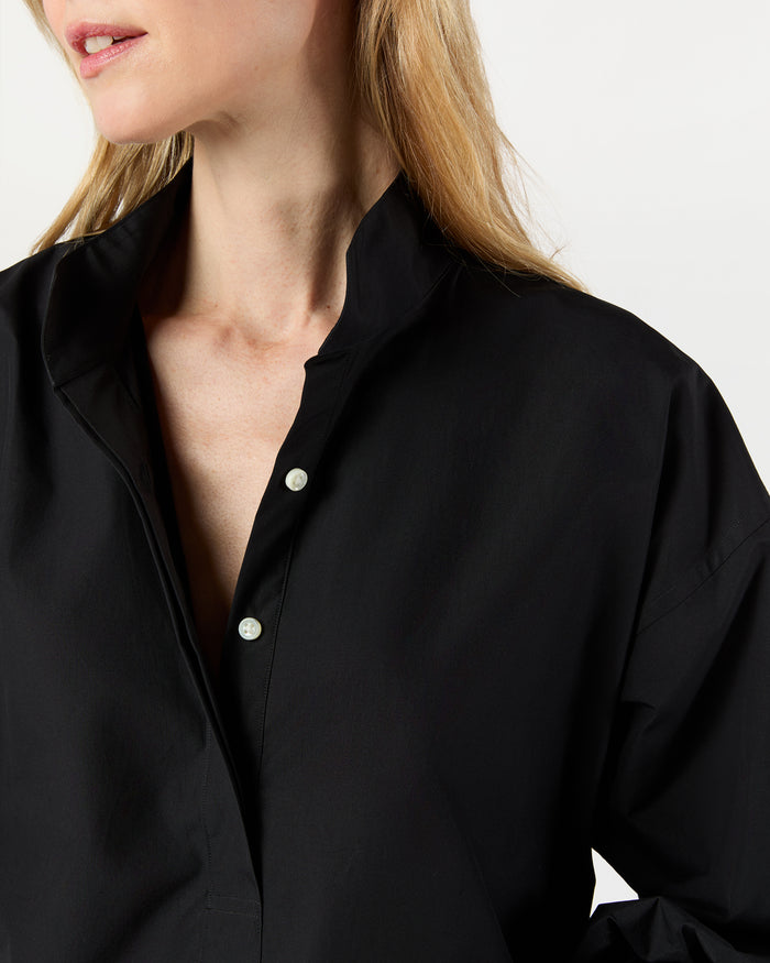 Anaya Popover Shirt in Black Poplin