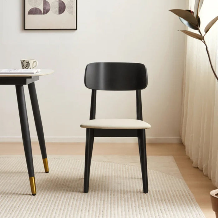 Andover Minimalist Black Dining Chair with Curved Backrest and Solid Wood Legs