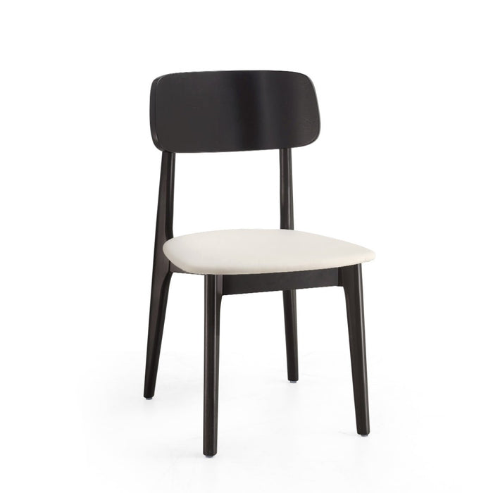 Andover Minimalist Black Dining Chair with Curved Backrest and Solid Wood Legs