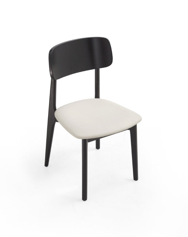 Andover Minimalist Black Dining Chair with Curved Backrest and Solid Wood Legs