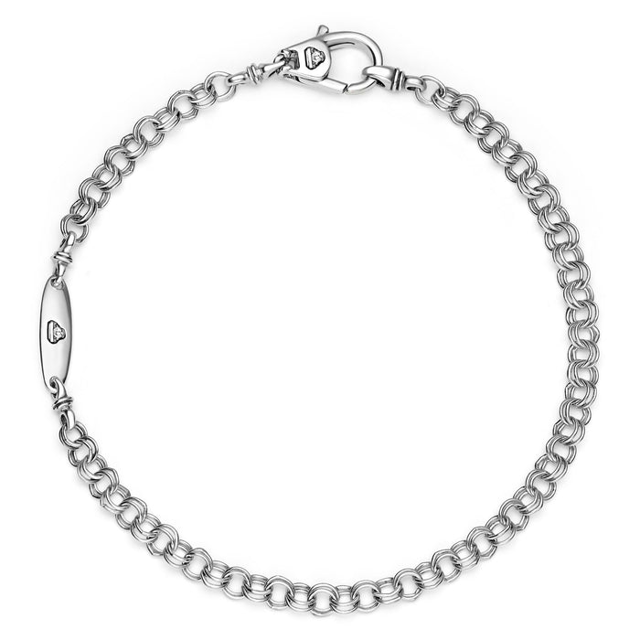 Sterling silver double cable chain bracelet, 3 mm, with lobster clasp