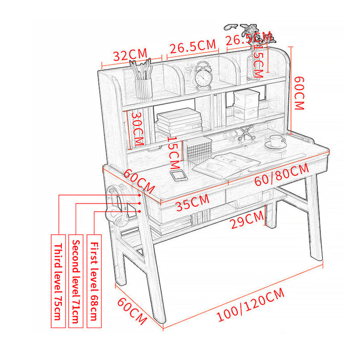 Avelinn Study Desks/Solid Wood Study Desk with Shelf/Home Office/Blue