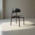 Black Seat Solid Timber Dining Chair/Leather Upholstered/Wood Legs