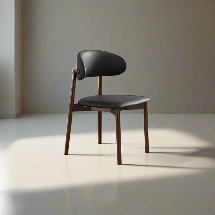 Black Seat Solid Timber Dining Chair/Leather Upholstered/Wood Legs