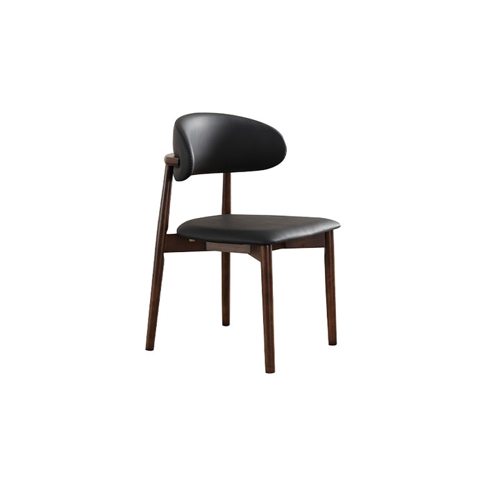 Black Seat Solid Timber Dining Chair/Leather Upholstered/Wood Legs