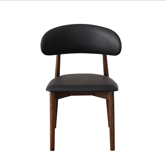Black Seat Solid Timber Dining Chair/Leather Upholstered/Wood Legs