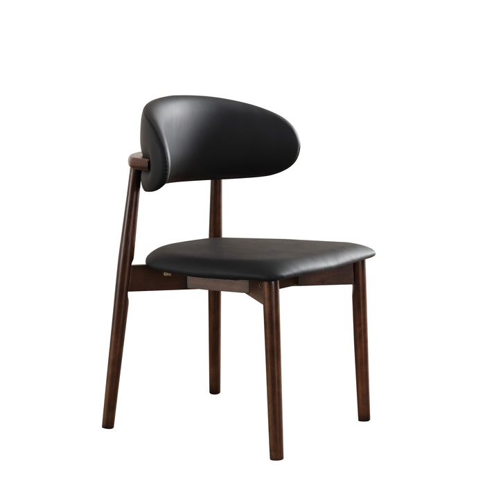 Black Seat Solid Timber Dining Chair/Leather Upholstered/Wood Legs