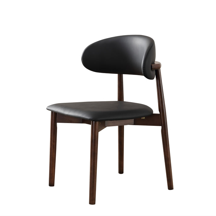 Black Seat Solid Timber Dining Chair/Leather Upholstered/Wood Legs