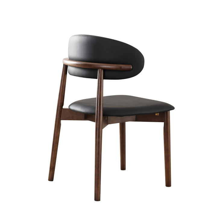 Black Seat Solid Timber Dining Chair/Leather Upholstered/Wood Legs