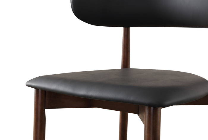 Black Seat Solid Timber Dining Chair/Leather Upholstered/Wood Legs