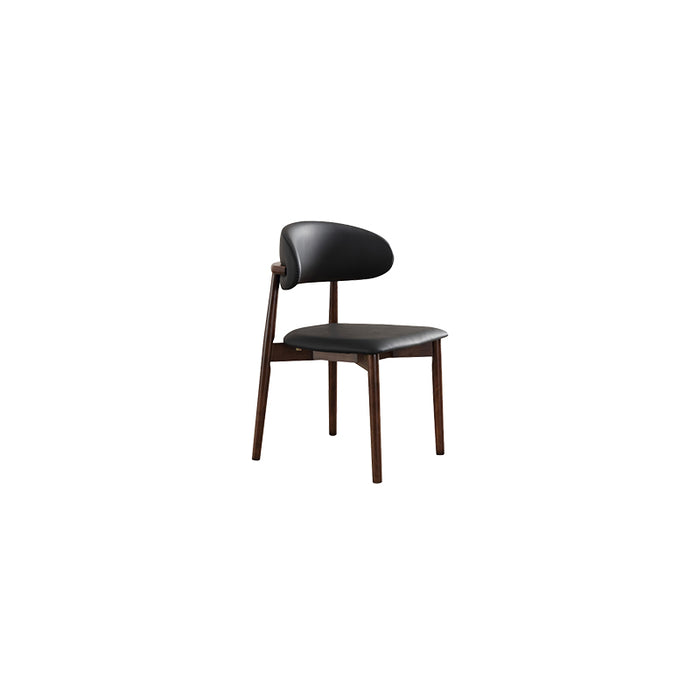 Black Seat Solid Timber Dining Chair/Leather Upholstered/Wood Legs