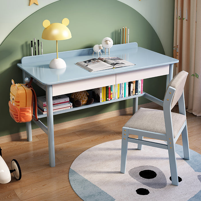 Blue Solid Wood Study Desk with Drawers/Kids Study Desk/Rubberwood/1M/1.2M