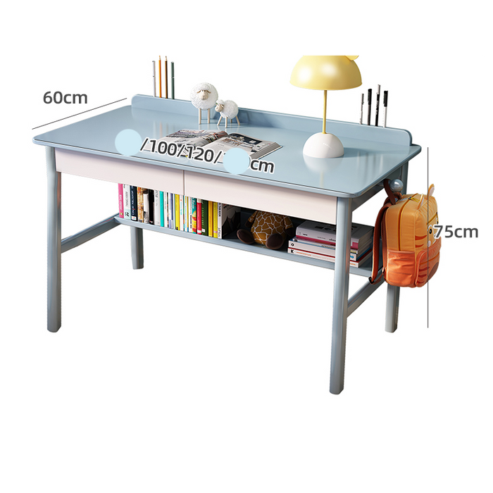 Blue Solid Wood Study Desk with Drawers/Kids Study Desk/Rubberwood/1M/1.2M