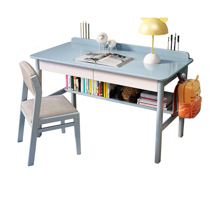 Blue Solid Wood Study Desk with Drawers/Kids Study Desk/Rubberwood/1M/1.2M