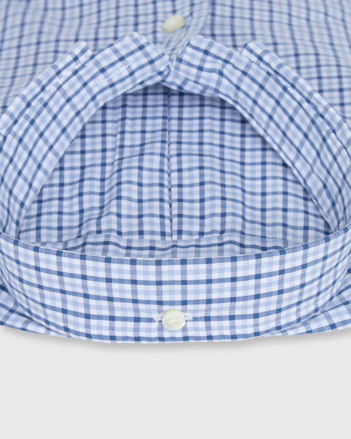 Button-Down Sport Shirt in Blue/Sky Check Poplin