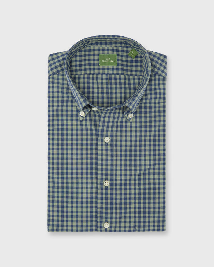 Button-Down Sport Shirt in Lovat/Heather Blue Gingham