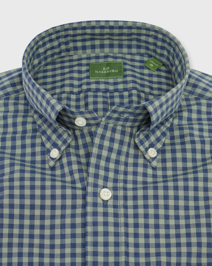 Button-Down Sport Shirt in Lovat/Heather Blue Gingham