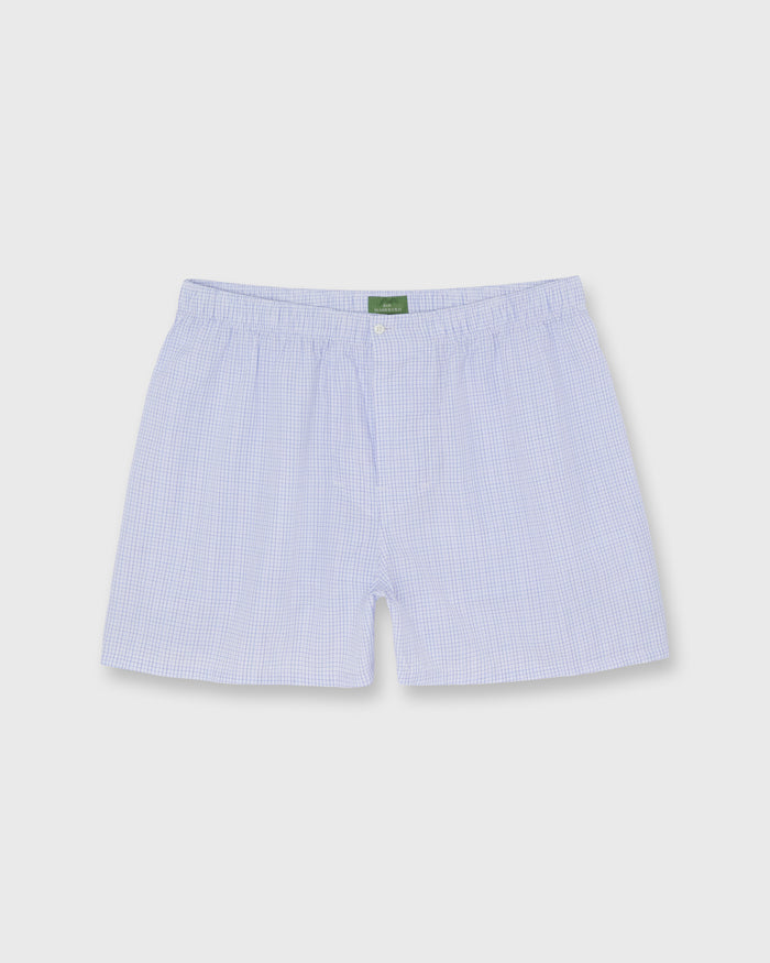 Button-Front Boxer Short in Blue Multi Check Poplin