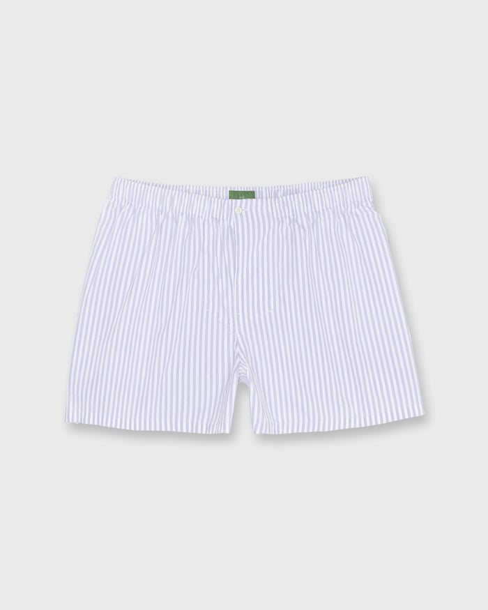 Button-Front Boxer Short in Lavender Multi Stripe Poplin