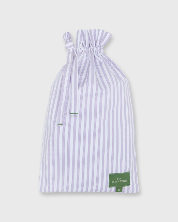 Button-Front Boxer Short in Lavender Multi Stripe Poplin