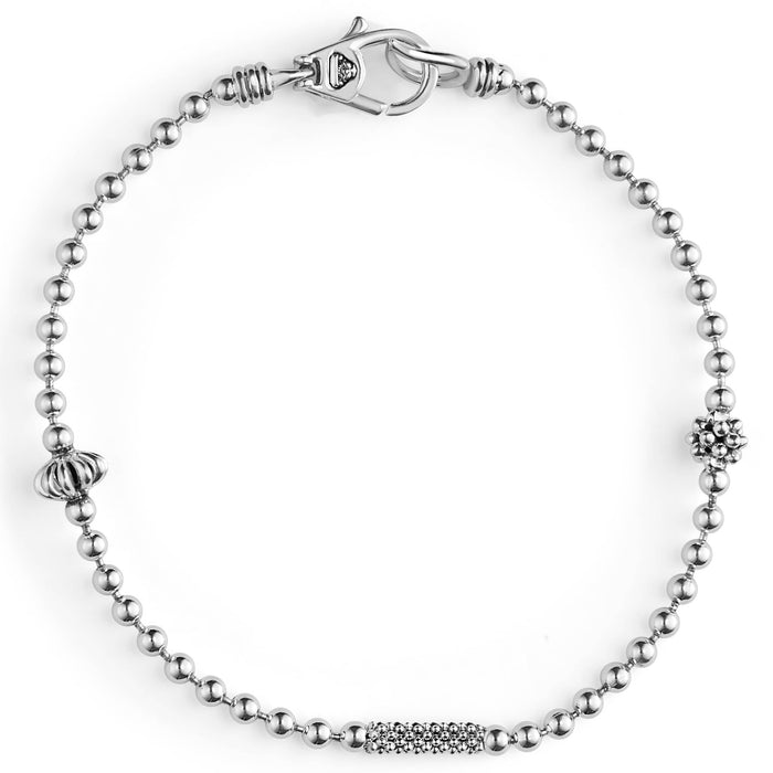 A sterling silver bracelet with Caviar beading and fluted accents.