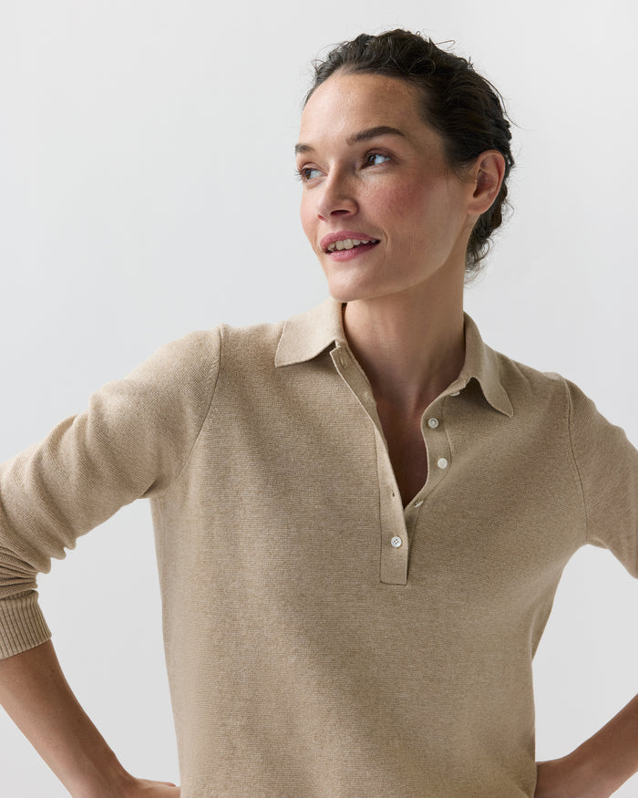 Connor Sweater in Crema Cotton/Silk