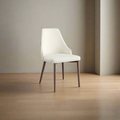 Cosmie PU Leather Dining Chair/Contemporary/Steel Legs/White Seat
