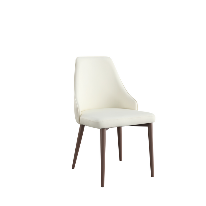 Cosmie PU Leather Dining Chair/Contemporary/Steel Legs/White Seat