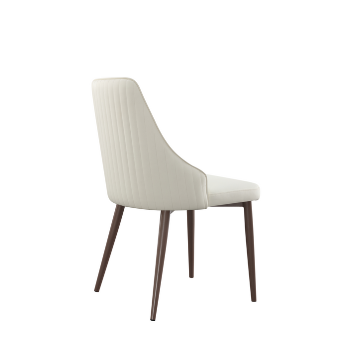Cosmie PU Leather Dining Chair/Contemporary/Steel Legs/White Seat