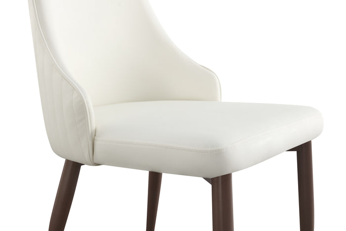 Cosmie PU Leather Dining Chair/Contemporary/Steel Legs/White Seat