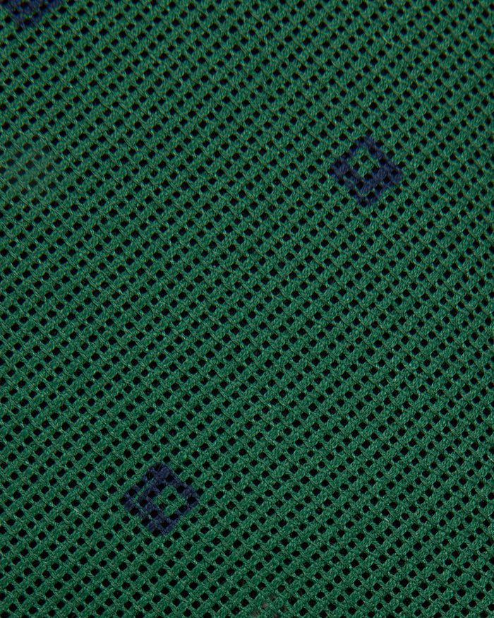 Cotton Woven Tie Pine/Navy Diamonds