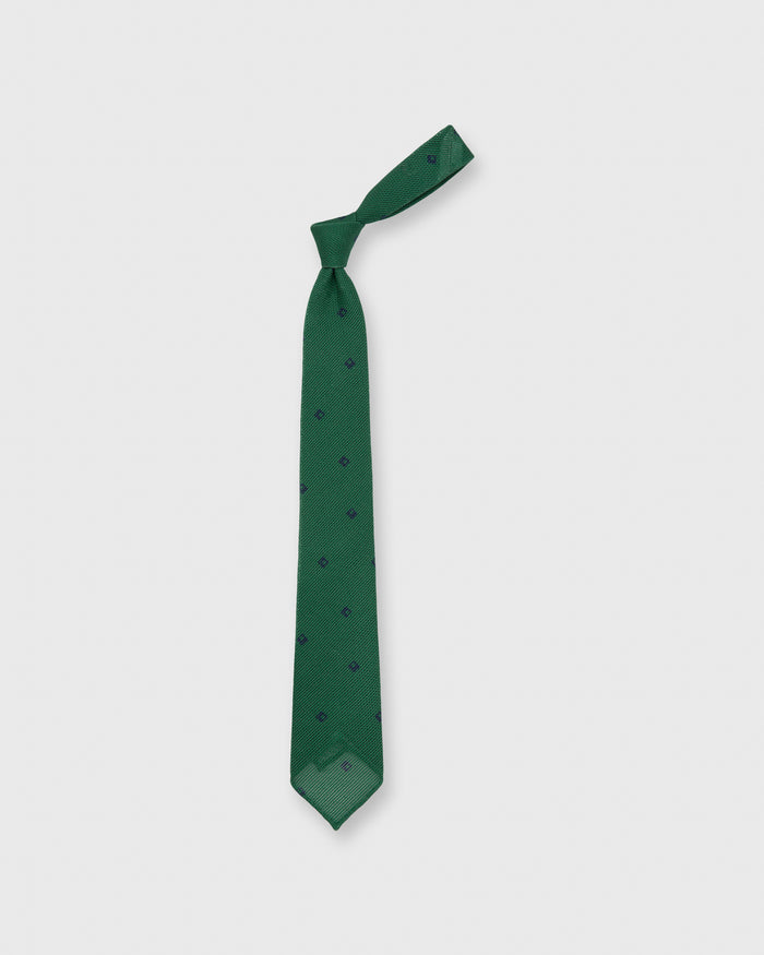 Cotton Woven Tie Pine/Navy Diamonds
