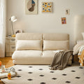 Cream White Removable and Washable Upholstered Folding Lounge Sofa Bed/Foldable Single Sofabed