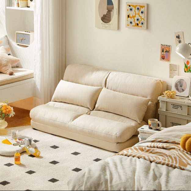 Cream White Removable and Washable Upholstered Folding Lounge Sofa Bed/Foldable Single Sofabed
