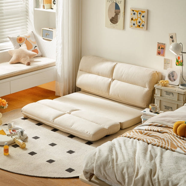Cream White Removable and Washable Upholstered Folding Lounge Sofa Bed/Foldable Single Sofabed